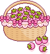 strawberries in basket pixel art